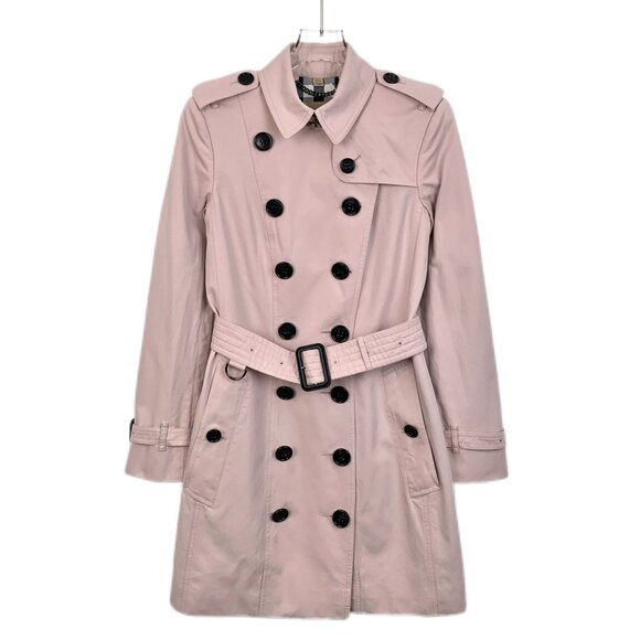 Burberry Jackets & Blazers - Burberry Womens Double-Breasted Belted Trench Coat UK 4 US 2 Light Pink Cotton B
